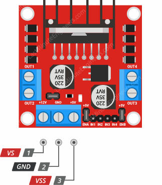 Interfaz del módulo controlador de motor CC L298N con Arduino