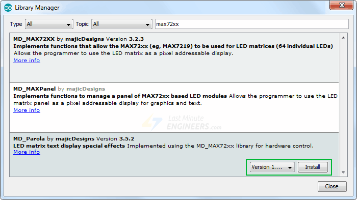 Conexión de la pantalla de matriz de puntos LED MAX7219 a Arduino