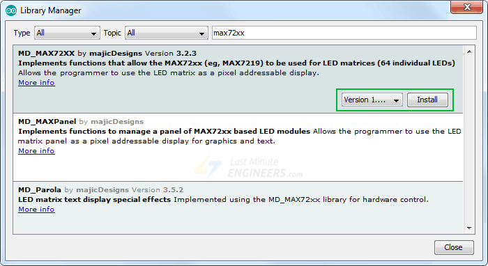 Conexión de la pantalla de matriz de puntos LED MAX7219 a Arduino