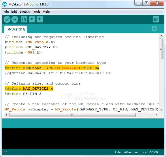 Conexión de la pantalla de matriz de puntos LED MAX7219 a Arduino