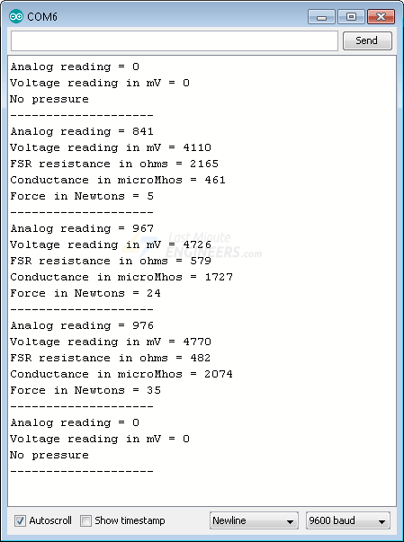 Interfaz entre la resistencia sensora de fuerza (FSR) y Arduino