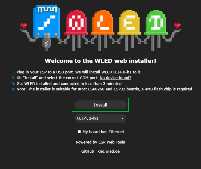 Controle LED direccionables WS2812B con ESP32 y WLED