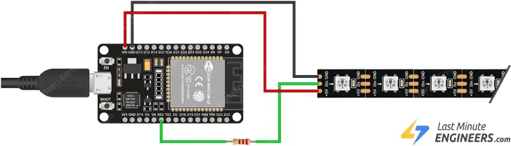Controle LED direccionables WS2812B con ESP32 y WLED