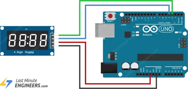 Conexión de la pantalla de 7 segmentos y 4 dígitos TM1637 a Arduino