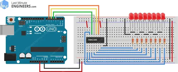 Cómo funciona el registro de desplazamiento 74HC595 y cómo conectarlo a Arduino