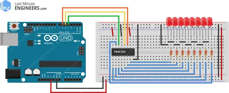 Cómo funciona el registro de desplazamiento 74HC595 y cómo conectarlo a Arduino