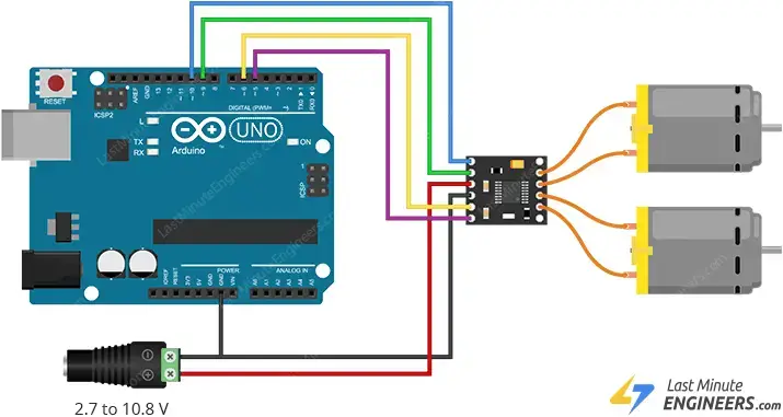 Control de motores CC con el controlador de motor DRV8833 y Arduino