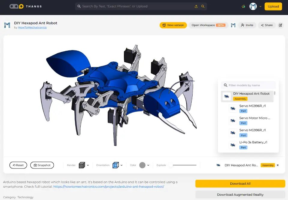 Robot Arduino Hormiga Hexápodo