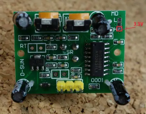 Modificación de un sensor de movimiento PIR económico para que funcione a 3,3 V