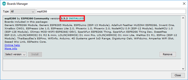 Instalación de la placa ESP8266 en Arduino IDE (Windows, Mac OS X, Linux)