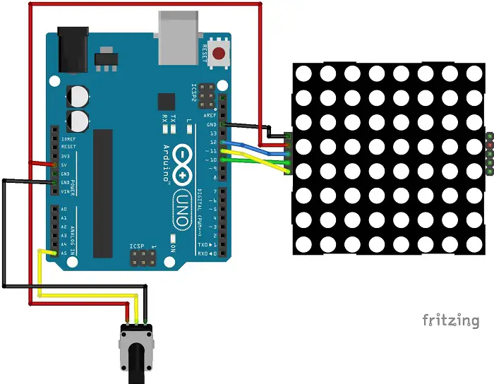 Instrucciones para matriz de puntos 8×8 MAX7219 con Arduino + juego Pong