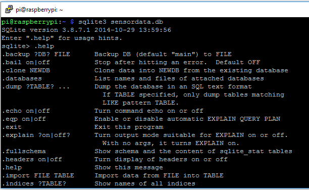Base de datos SQLite en una Raspberry Pi