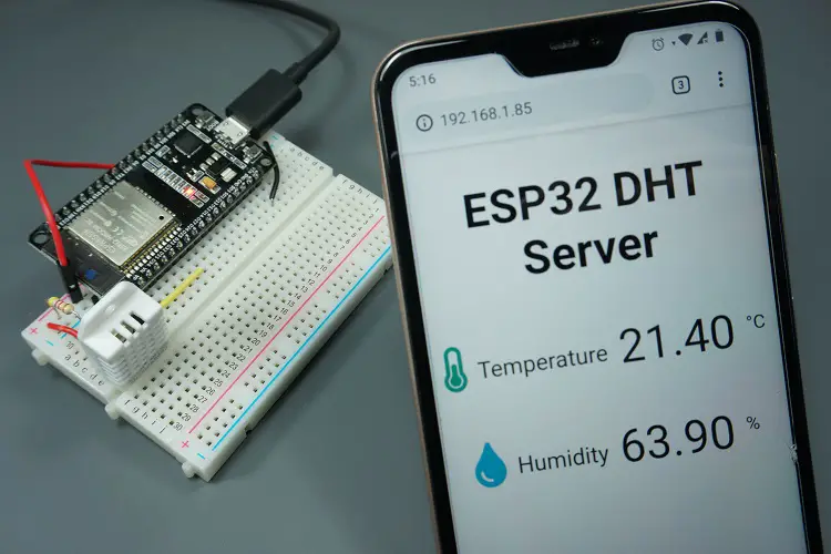 Servidor web ESP32 DHT11/DHT22 – Temperatura y humedad con Arduino IDE