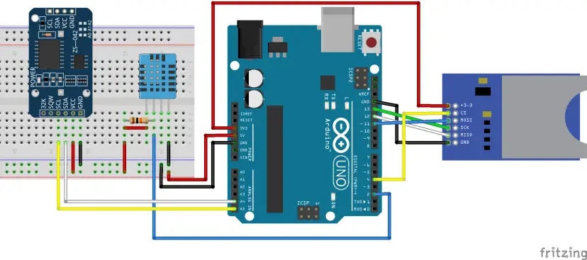 Registrador de datos de temperatura Arduino con módulo de tarjeta SD