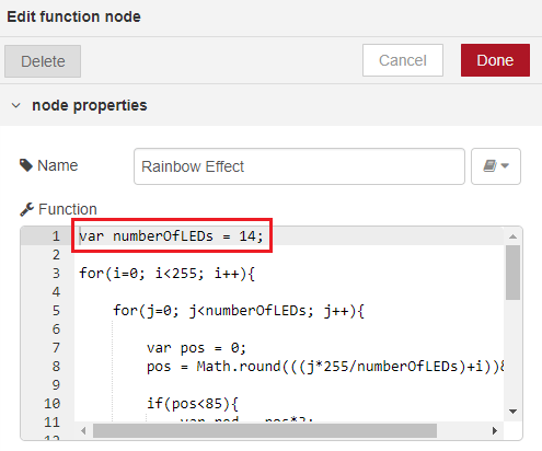 Node-RED con tira LED RGB direccionable WS2812B