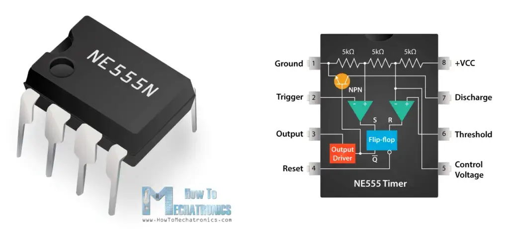 555 Timer IC: principio de funcionamiento, diagrama de bloques, diagramas de circuitos