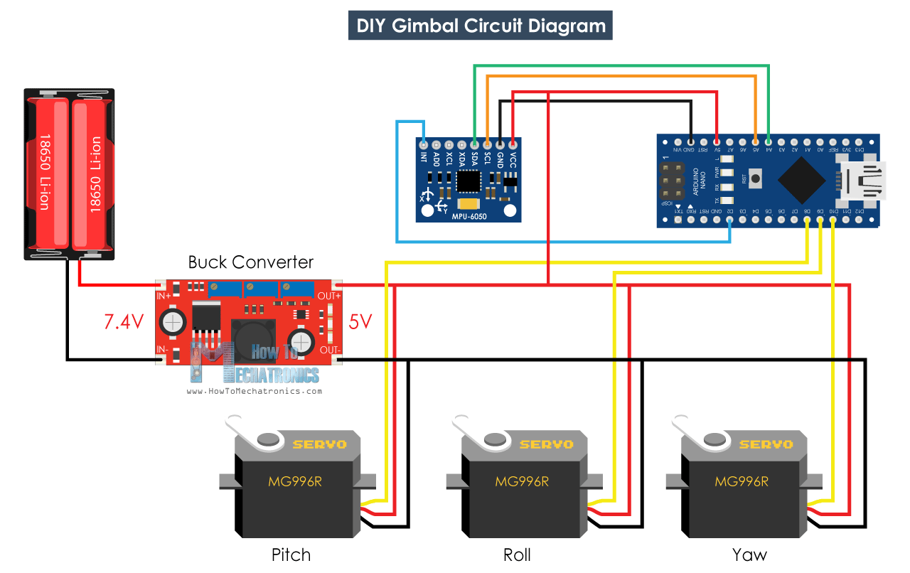 Cardán Arduino de bricolaje | Plataforma autoestabilizadora