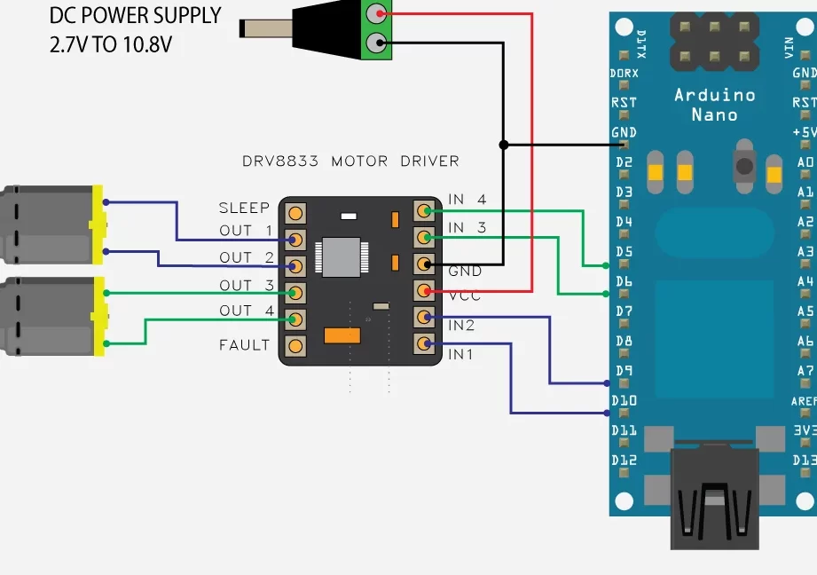 Cómo controlar el motor de CC con DRV8833 - Laboratorio de bricolaje eléctrico