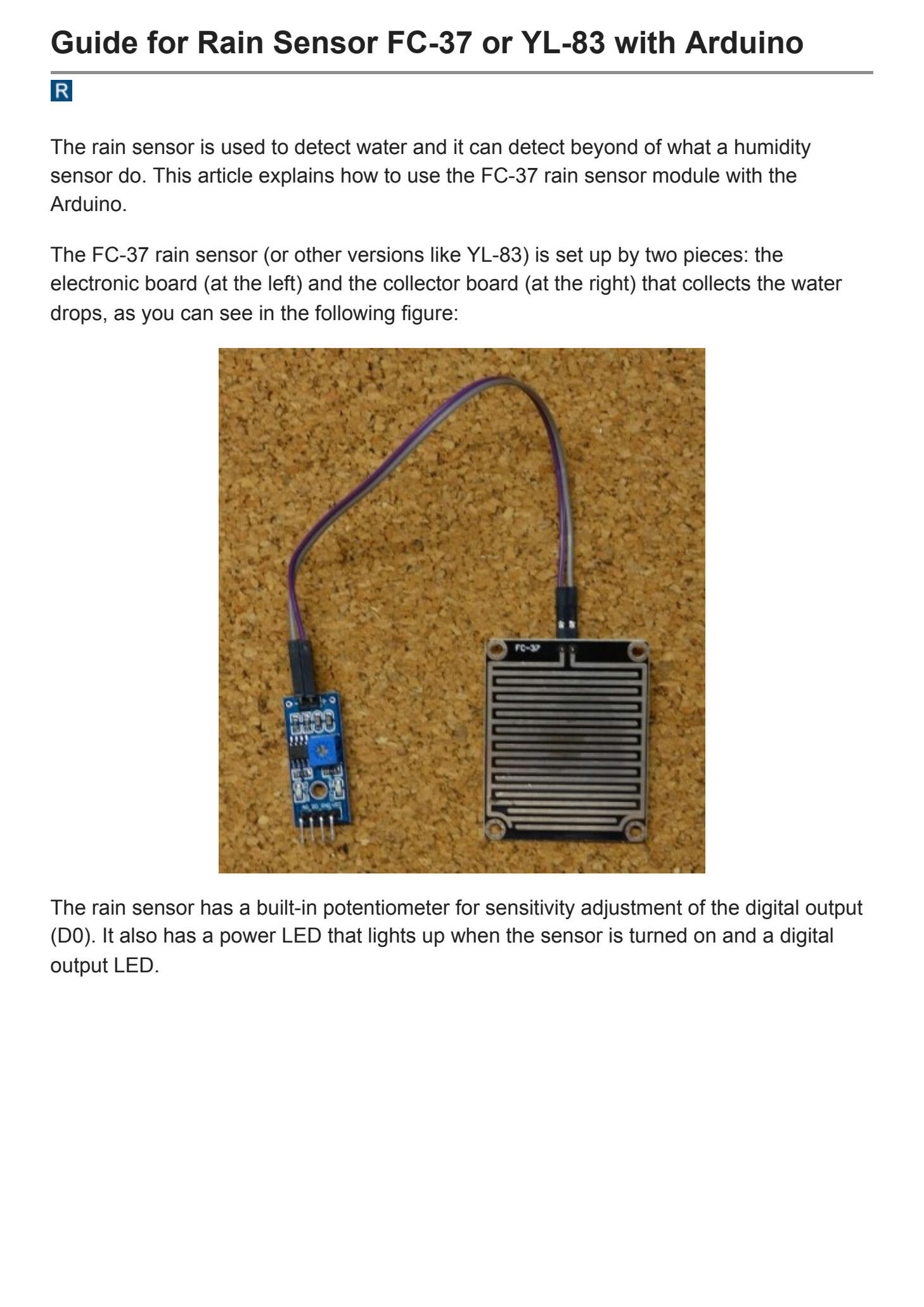 SOLUCIÓN: Guía para sensor de lluvia fc 37 o yl 83 con arduino...