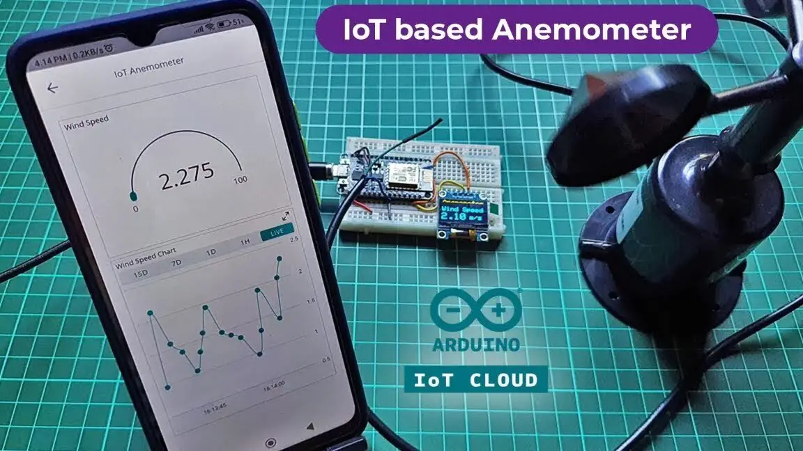 Anemómetro basado en IoT que utiliza ESP8266 y Arduino IoT Cloud