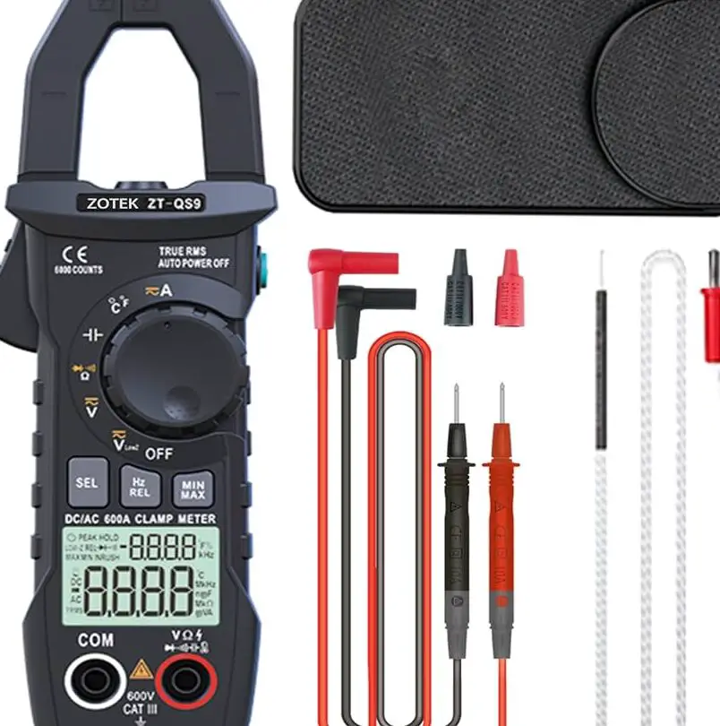 ZOTEK ZT-QS9 TRMS 6000 cuentas Pinza amperimétrica digital de irrupción, 600 A - Medición de corriente CA/CC, medición antiinterferencias de baja impedancia 600 V CA/CC, NCV...