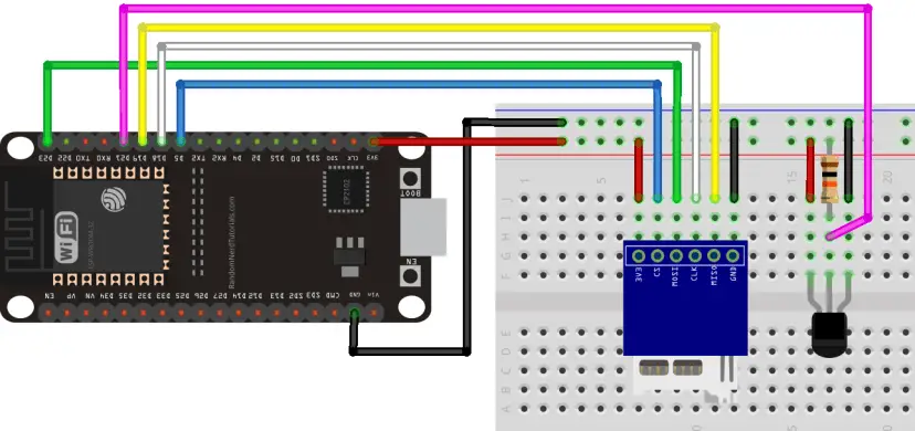 Temperatura de registro de datos ESP32 a la tarjeta MicroSD
