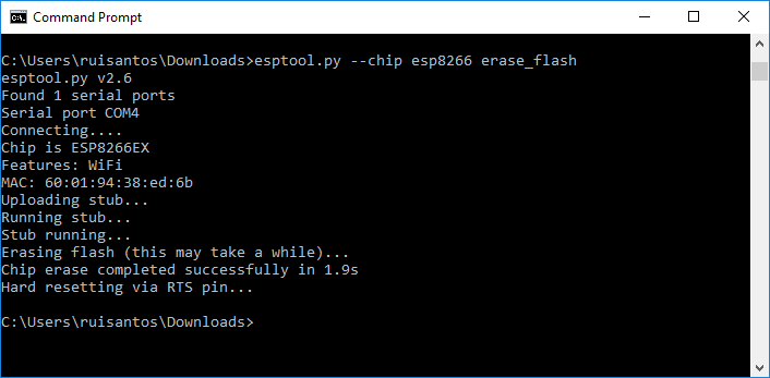 Actualización del firmware MicroPython a ESP32 y ESP8266 usando esptool.py