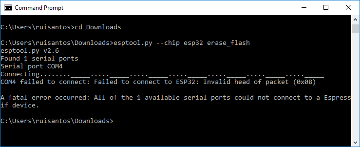 Actualización del firmware MicroPython a ESP32 y ESP8266 usando esptool.py