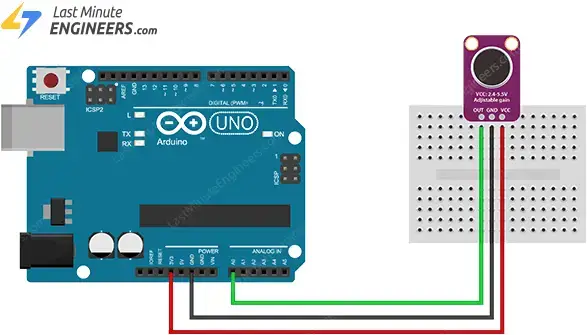 Conexión del módulo amplificador de micrófono MAX4466 a Arduino