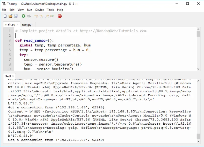 MicroPython: ESP32/ESP8266 con servidor web DHT11/DHT22 (estación meteorológica)