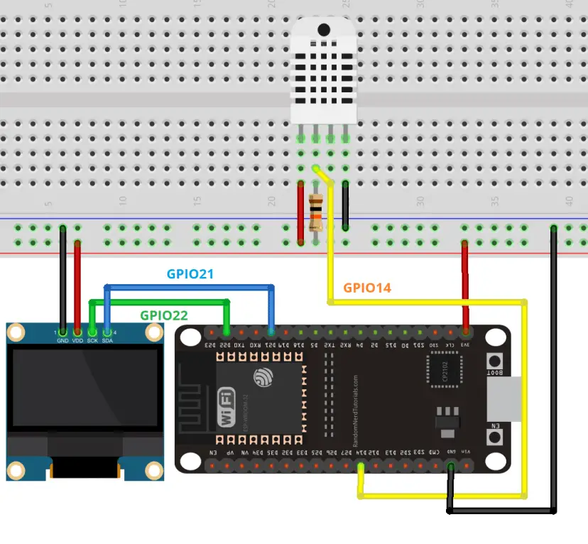 ESP32/ESP8266: lecturas de temperatura y humedad DHT en pantalla OLED