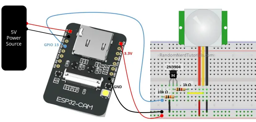 ESP32-CAM Detector de movimiento PIR con grabación de fotografías (guarda en tarjeta microSD)