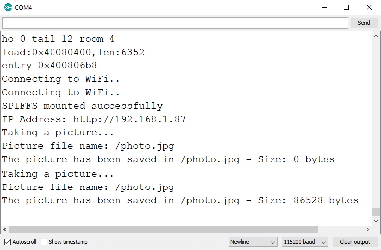 ESP32-CAM toma fotografías y las muestra en el servidor web