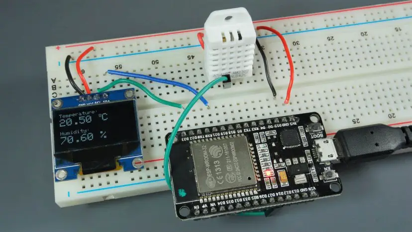 ESP32/ESP8266: lecturas de temperatura y humedad DHT en pantalla OLED