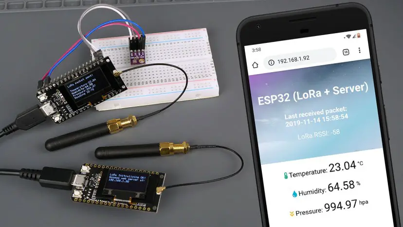 Monitoreo de sensor ESP32 LoRa con servidor web (comunicación de larga distancia)