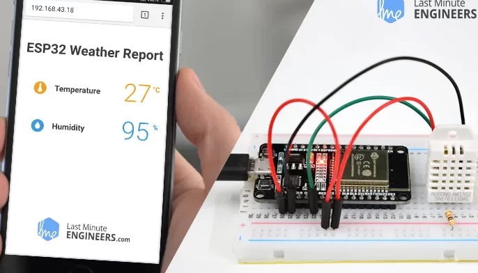 Interfaz DHT11 DHT22 con ESP32 y visualización de valores mediante el servidor web